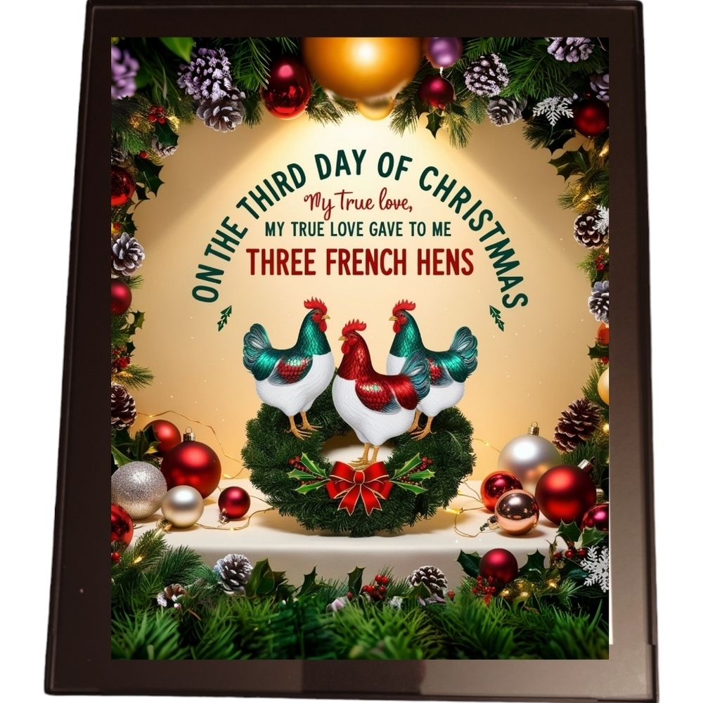 On the Third Day of Christmas In A Frame 8x10 Picture AI Print